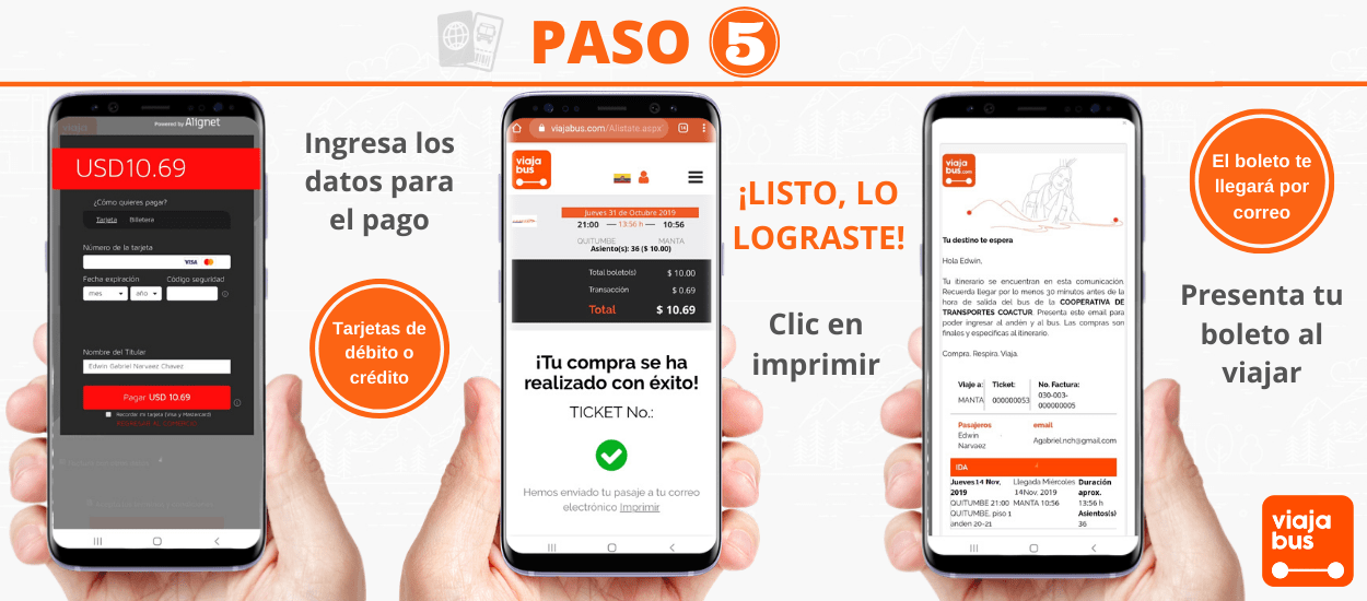 Paga tu pasaje de bus con tu tarjeta de credito o debito favorita